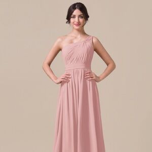 Blush A-Line One-Shoulder Floor-length Chiffon Dress Size 10/US 12/UK 40/EU